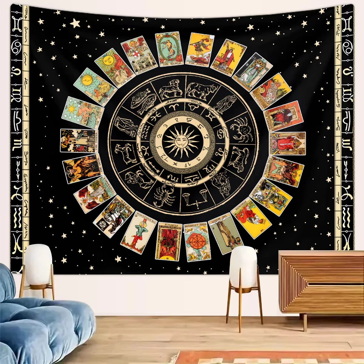 Fantasy Zodiac Sun & Moon Wall Tapestry