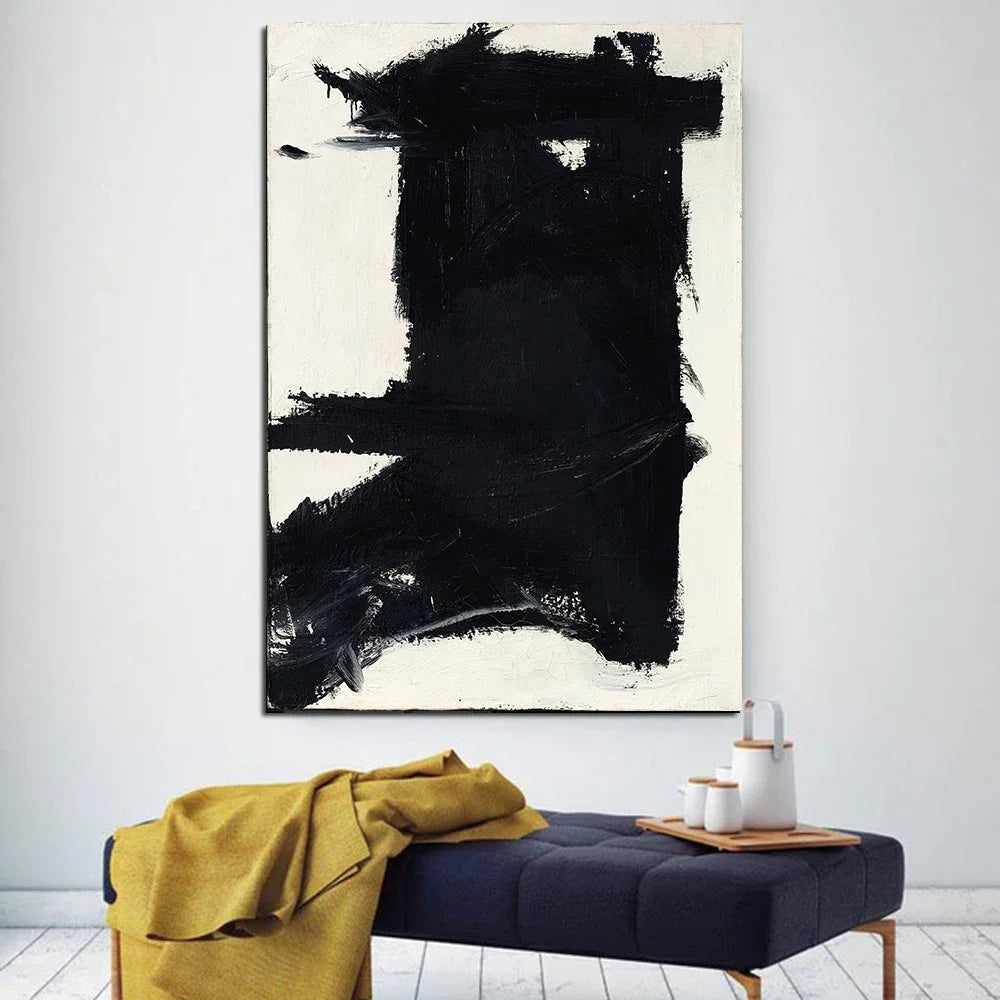 Modern Black & White Plant Canvas Poster