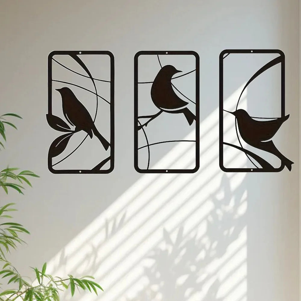 Paradise Bird Metal Wall Art – 3-Piece Set