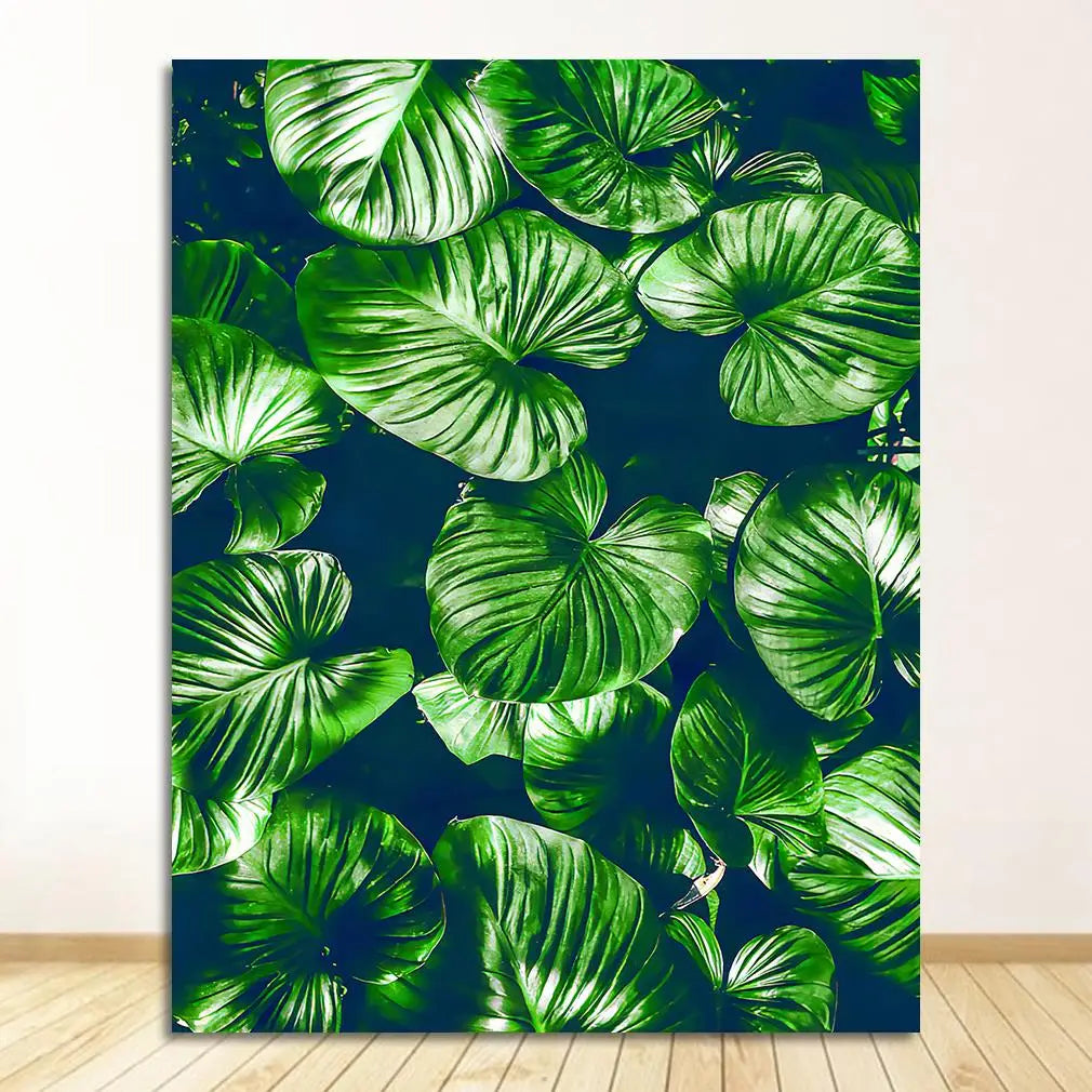 Green Monstera Palm Leaf Canvas Print