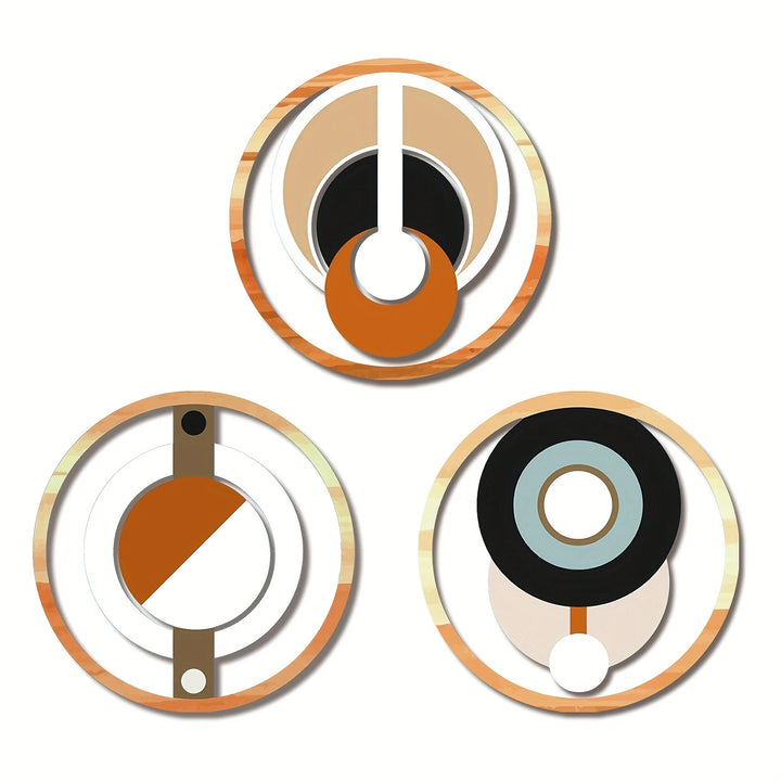 2D Planar 20cm Wooden Circular Wall Art Set