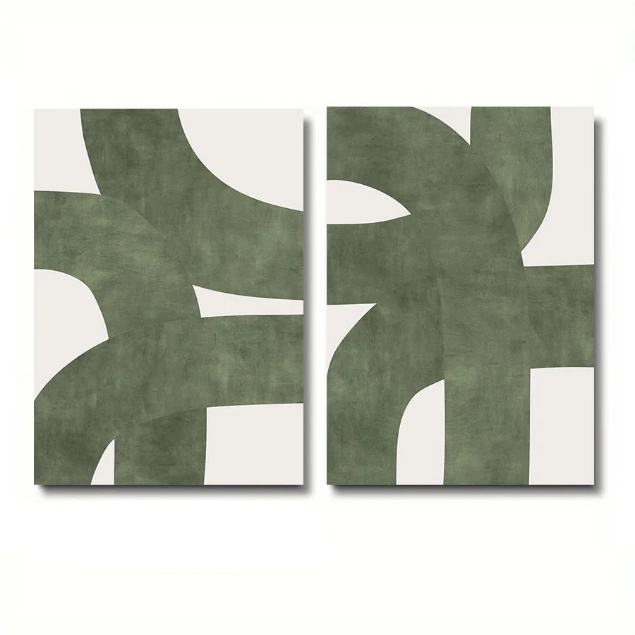 2PCS Green Boho Abstract Canvas Set