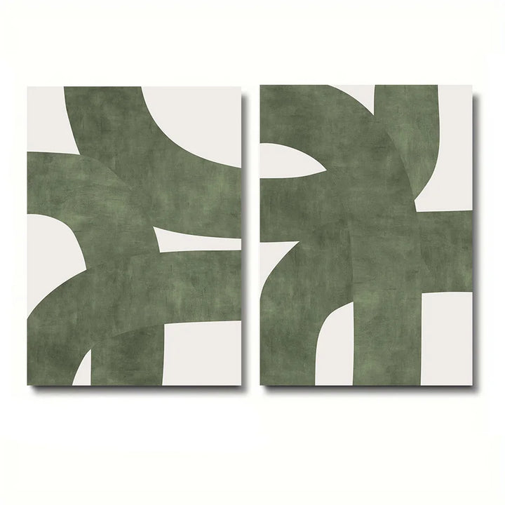 2PCS Green Boho Abstract Canvas Set