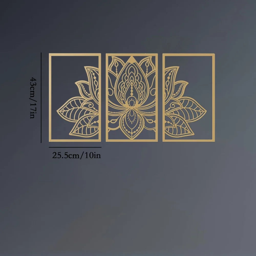 Resama Trio Golden Lotus Metal Wall Sculpture