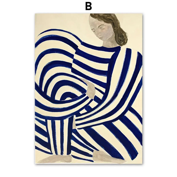 Curve Line Woman Abstract Canvas Art