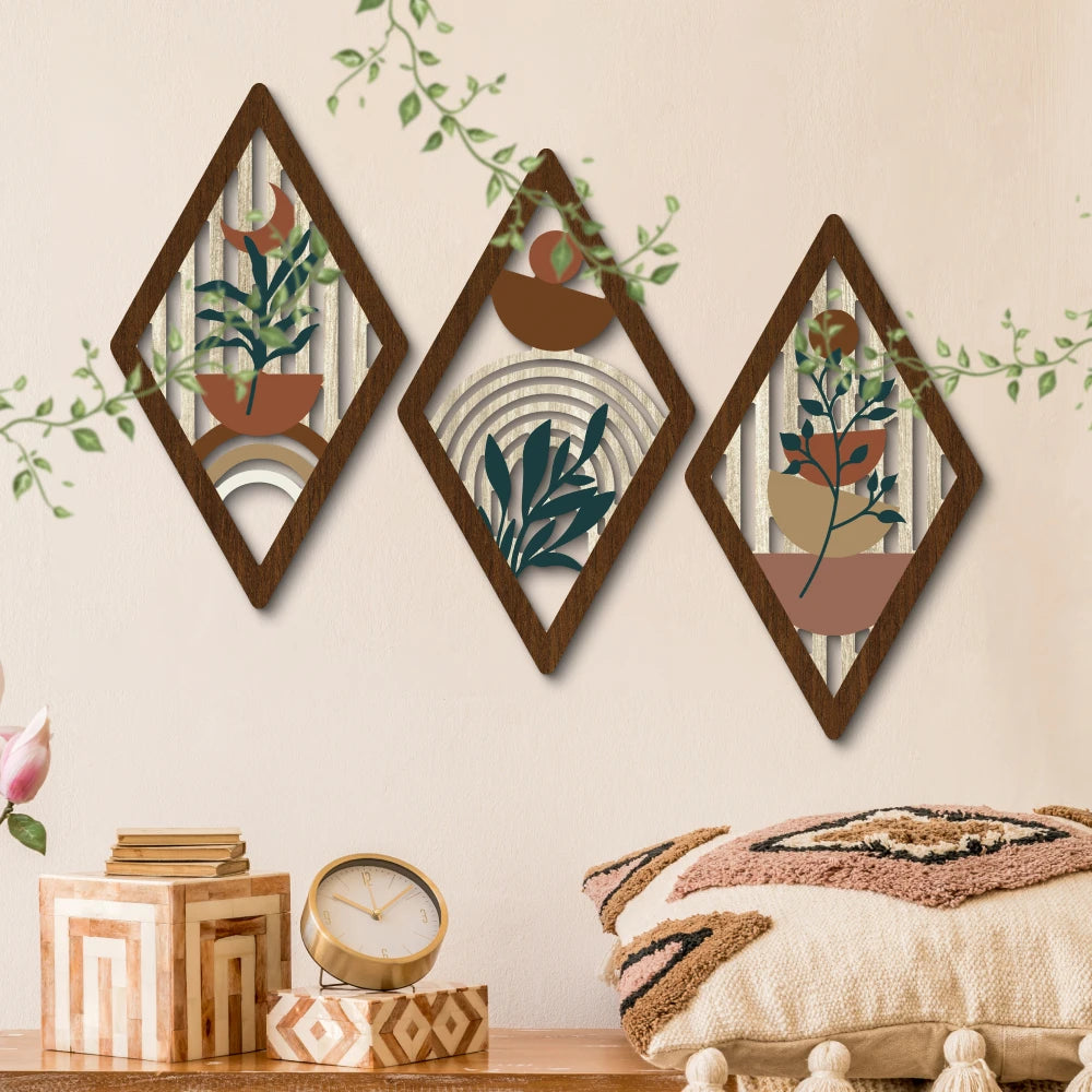 Putuo Decor 3pc Boho Wooden Wall Signs