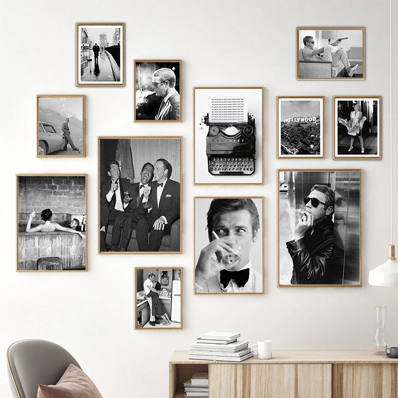 Black & White Movie Star Canvas Poster