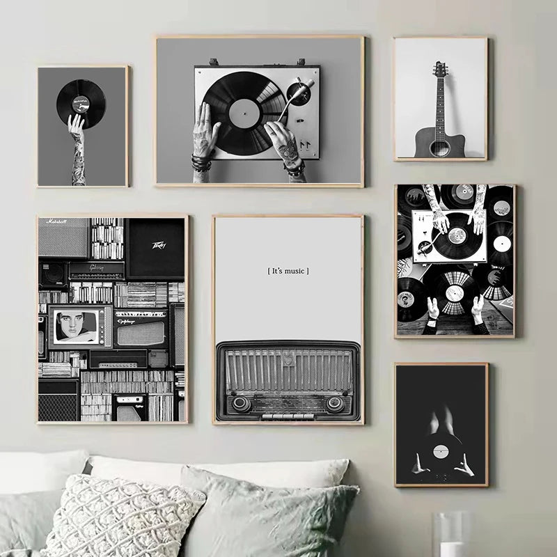 Black & White Music Records Canvas Poster