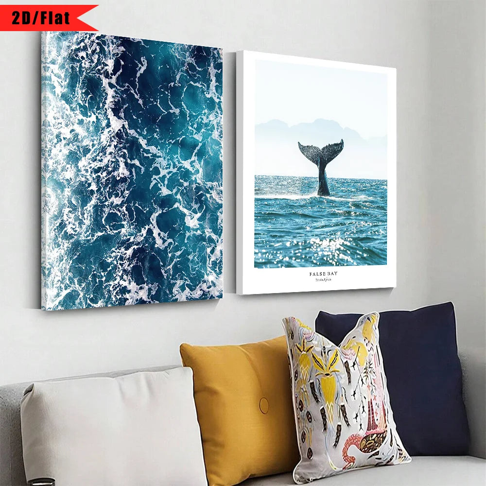Blue Whale Tail Minimal Canvas Poster
