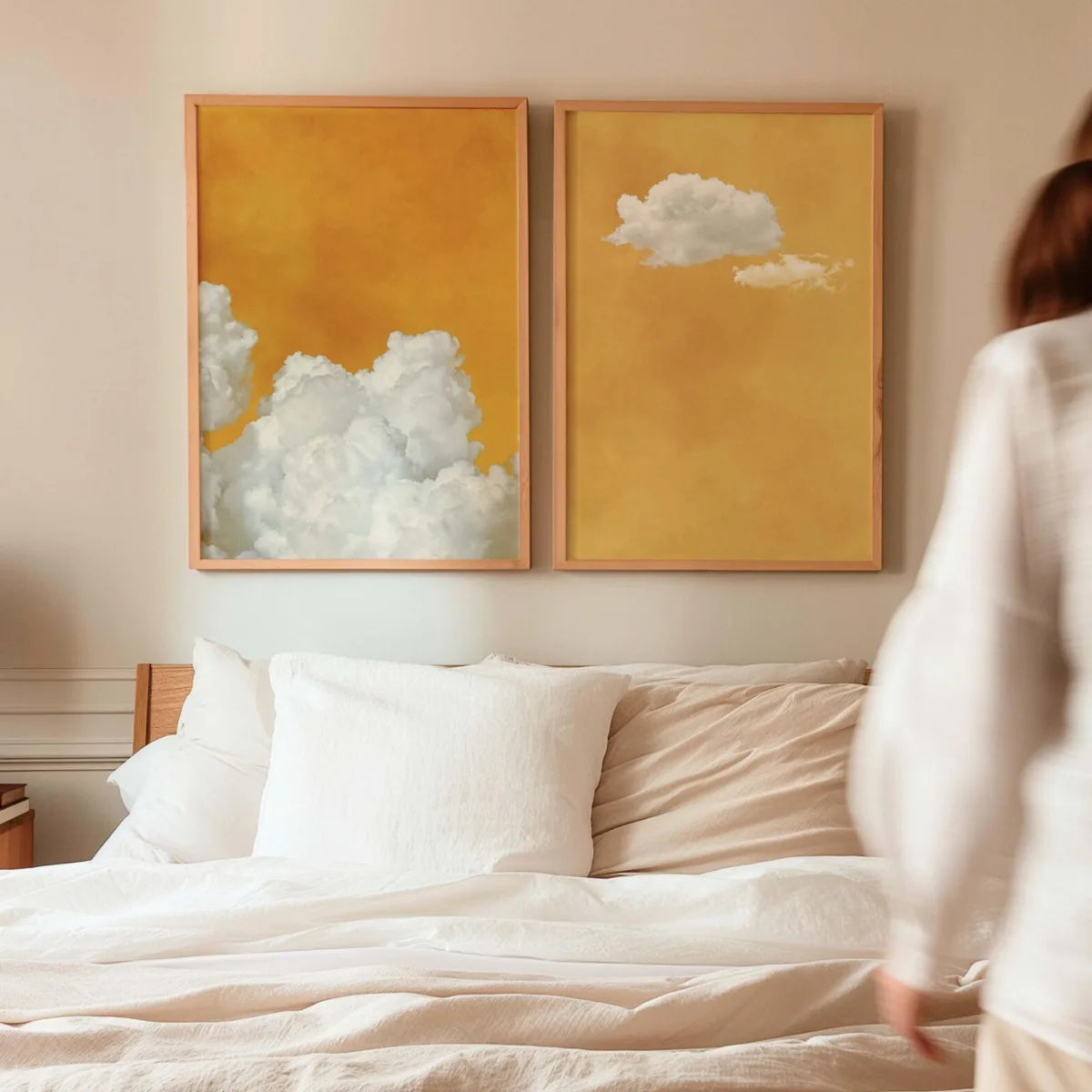 2PCS Mustard Cloud Canvas Art Set