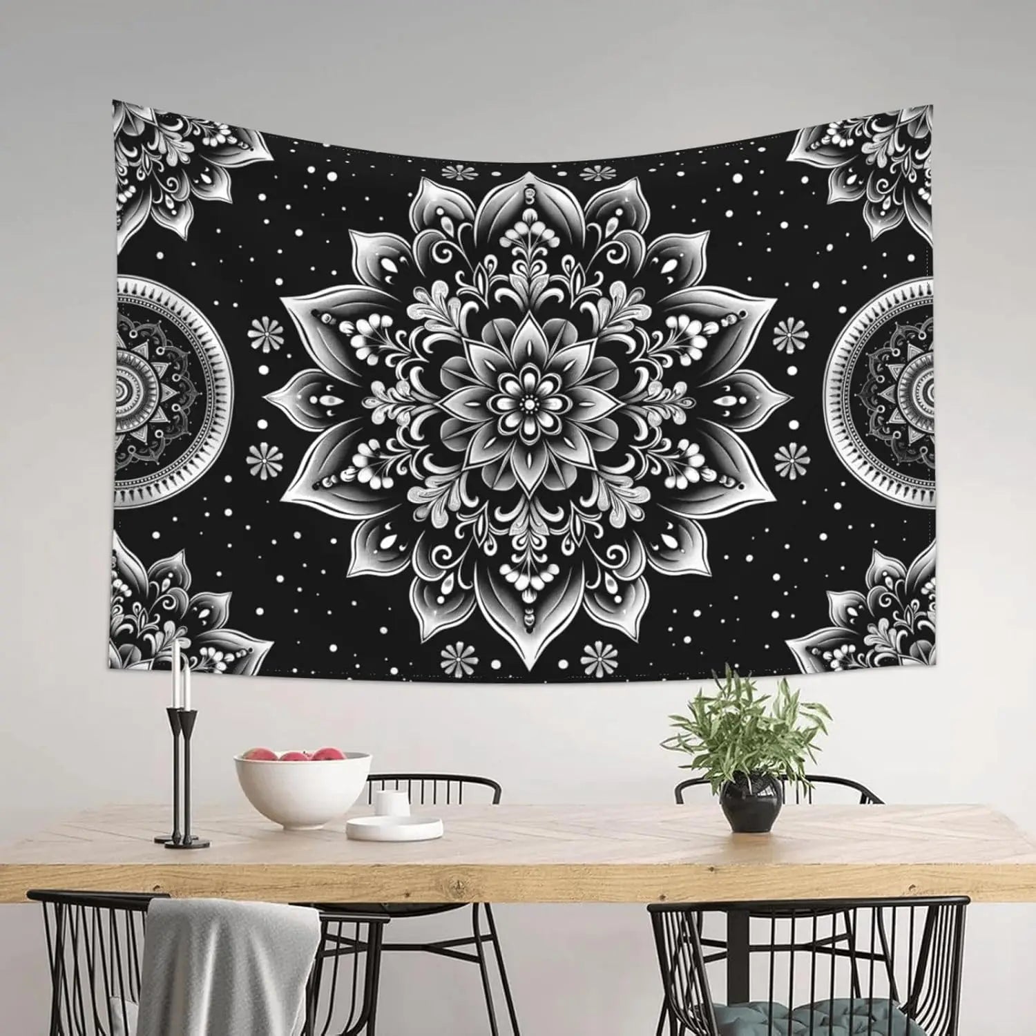 Black & Gold Mandala Wall Tapestry