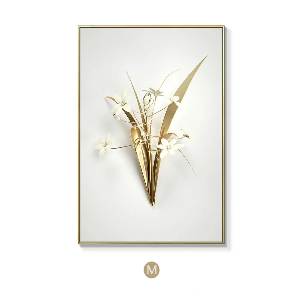 Scandinavian Gold Botanical Wall Art