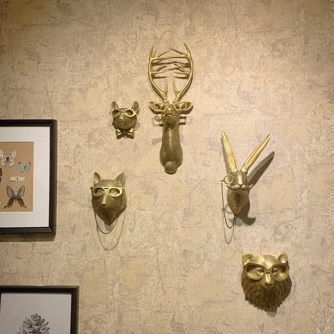 Resin Animal Head Wall Decor – 5-Piece Set