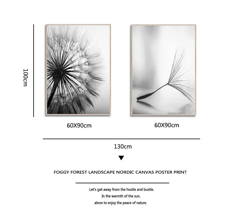 Dandelion Black White Canvas Poster