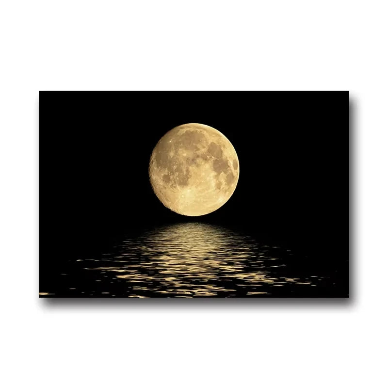 Abstract Black & White Moon Canvas Print