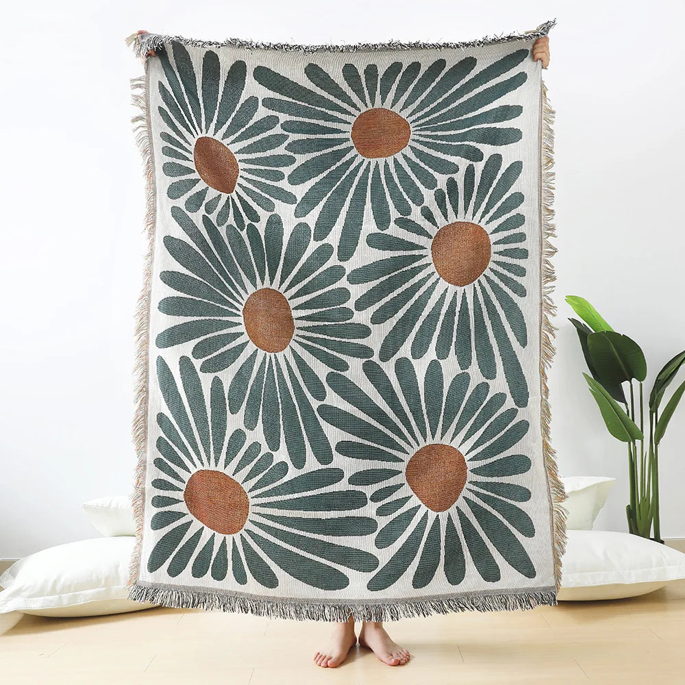 Floral Cotton Throw Blanket