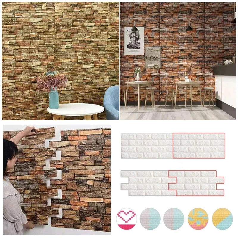 70×100 cm 3D Brick Foam Wall Sticker