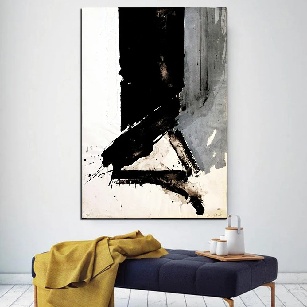 Modern Black & White Plant Canvas Poster