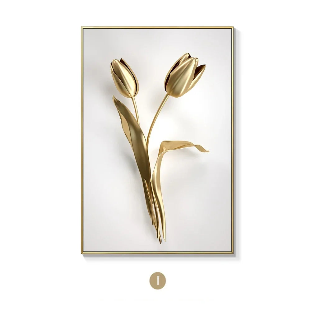 Scandinavian Gold Botanical Wall Art