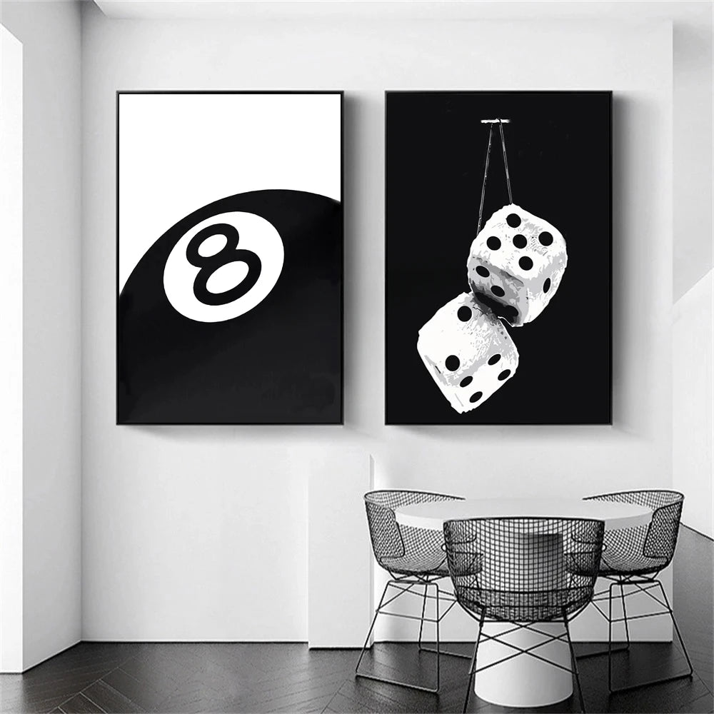 Black White No.8 Ball Canvas Art