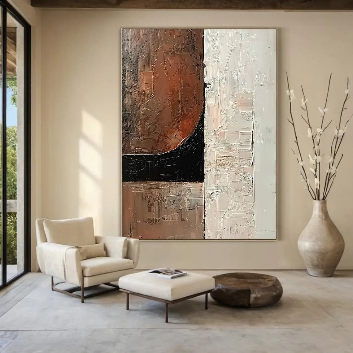 Beige Textured Abstract Canvas