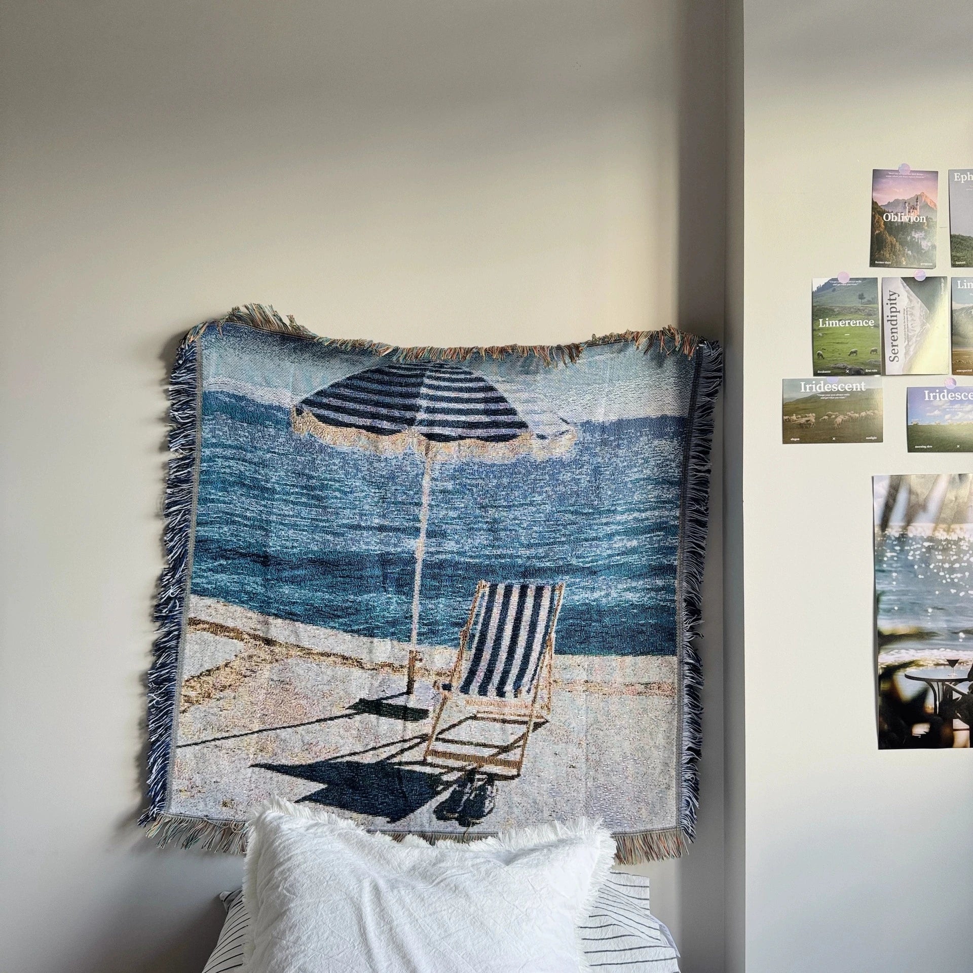 Nordic Mountain & Pool Tapestry – 90×90 cm