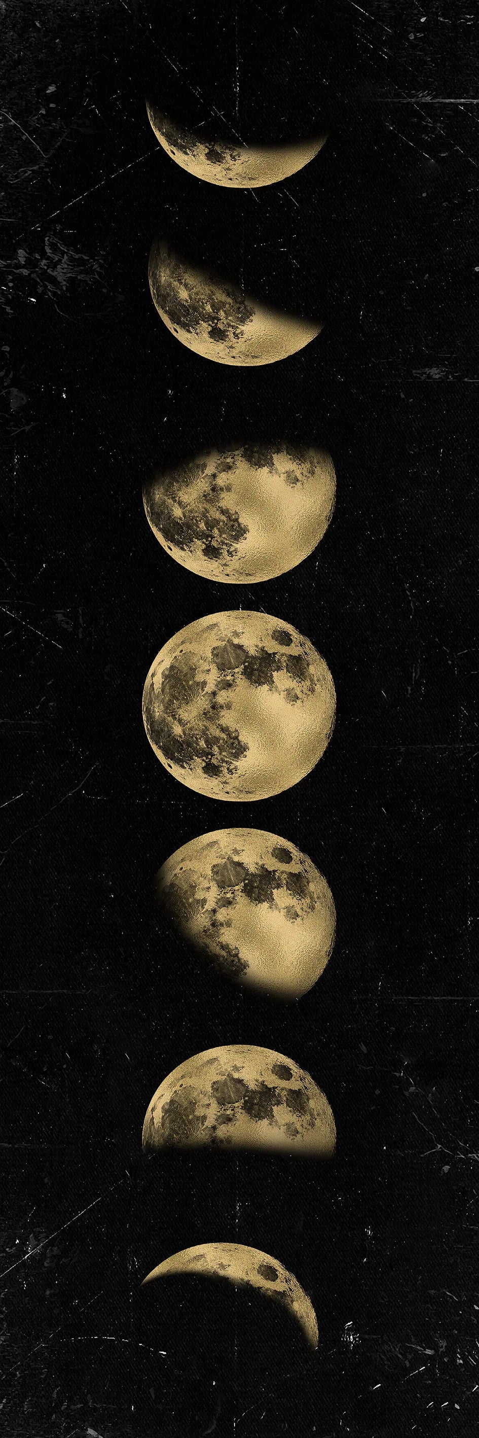 Moon Phase Gold & Black Canvas Poster