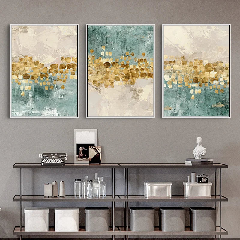 Blue & Gold Abstract Canvas Poster