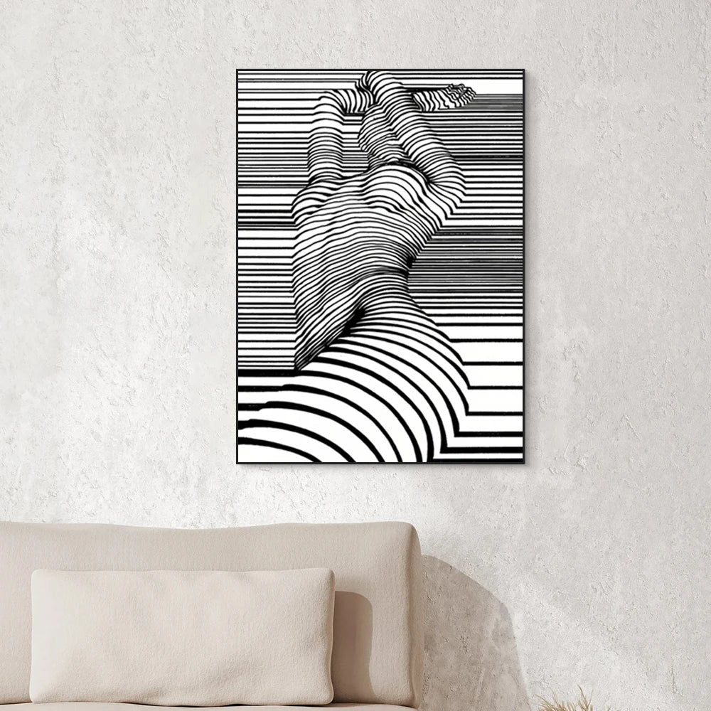 Black & White Nude Woman Canvas Poster