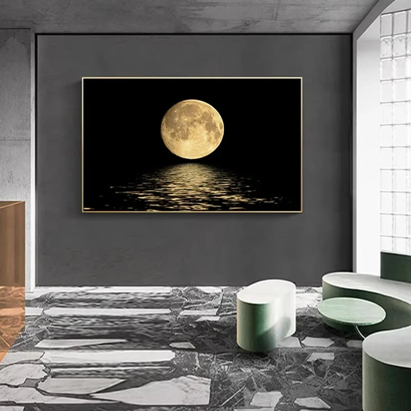 Abstract Black & White Moon Canvas Print