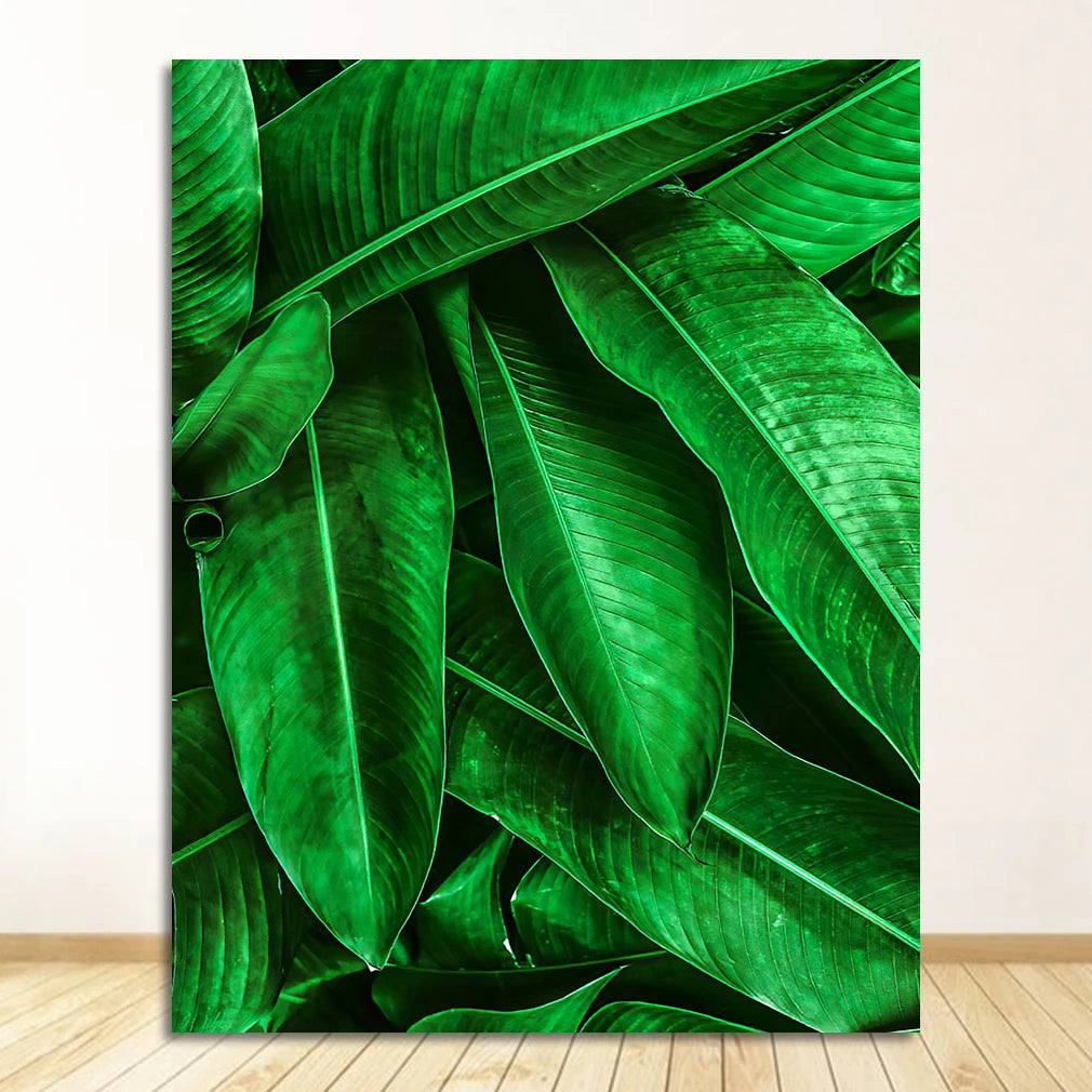 Green Monstera Palm Leaf Canvas Print