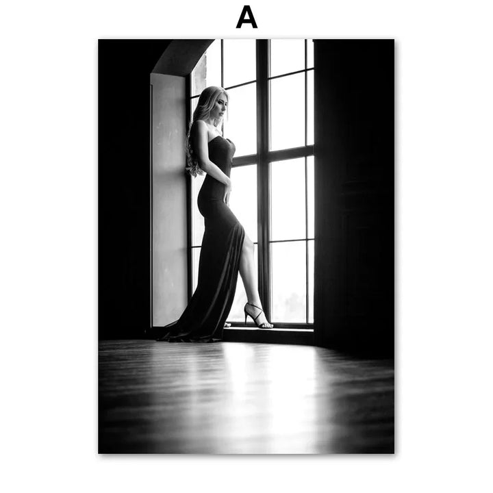 Black White Nude Woman Canvas Art