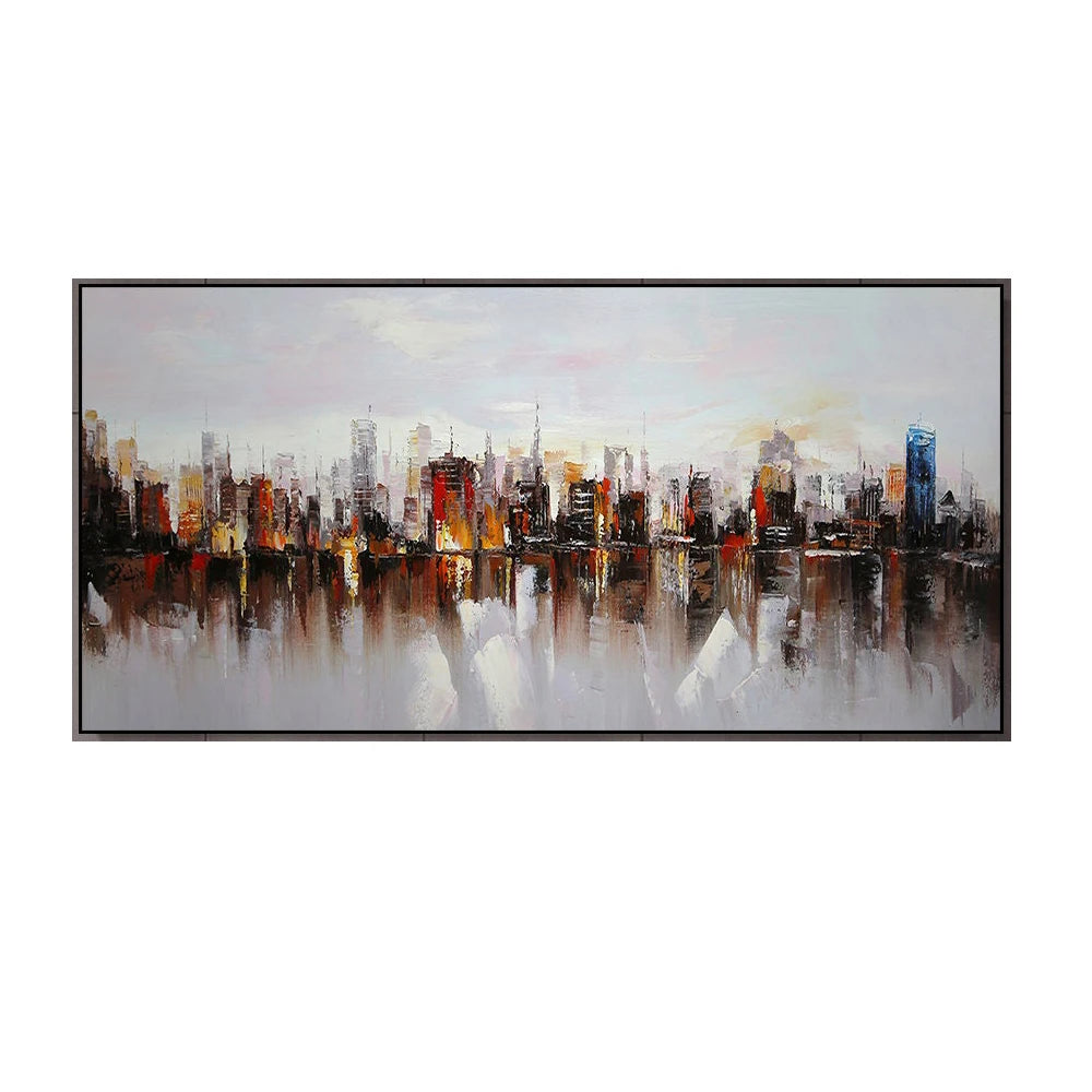 Abstract Cityscape Oil Painting Canvas