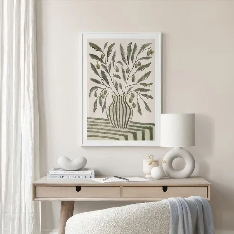 Boho Abstract Girl Floral Canvas Art