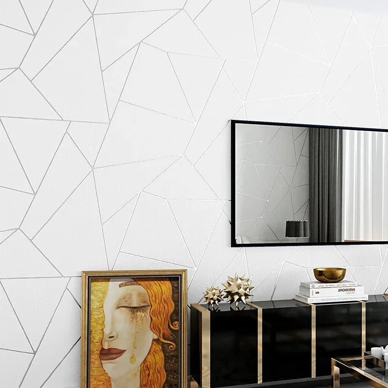 Grey White Blue Geometric 3D Wallpaper