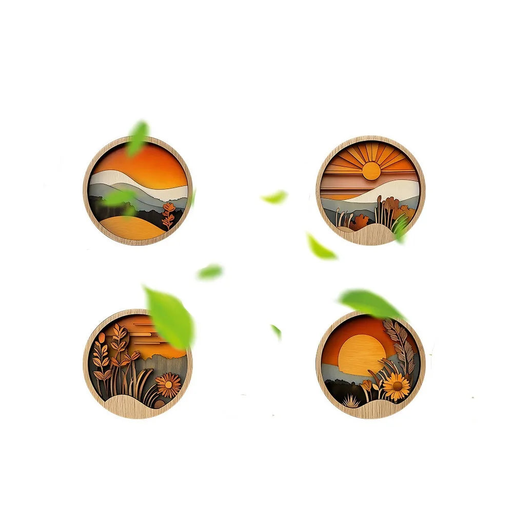 4Pcs Wooden Farmland Scenery Wall Hangings