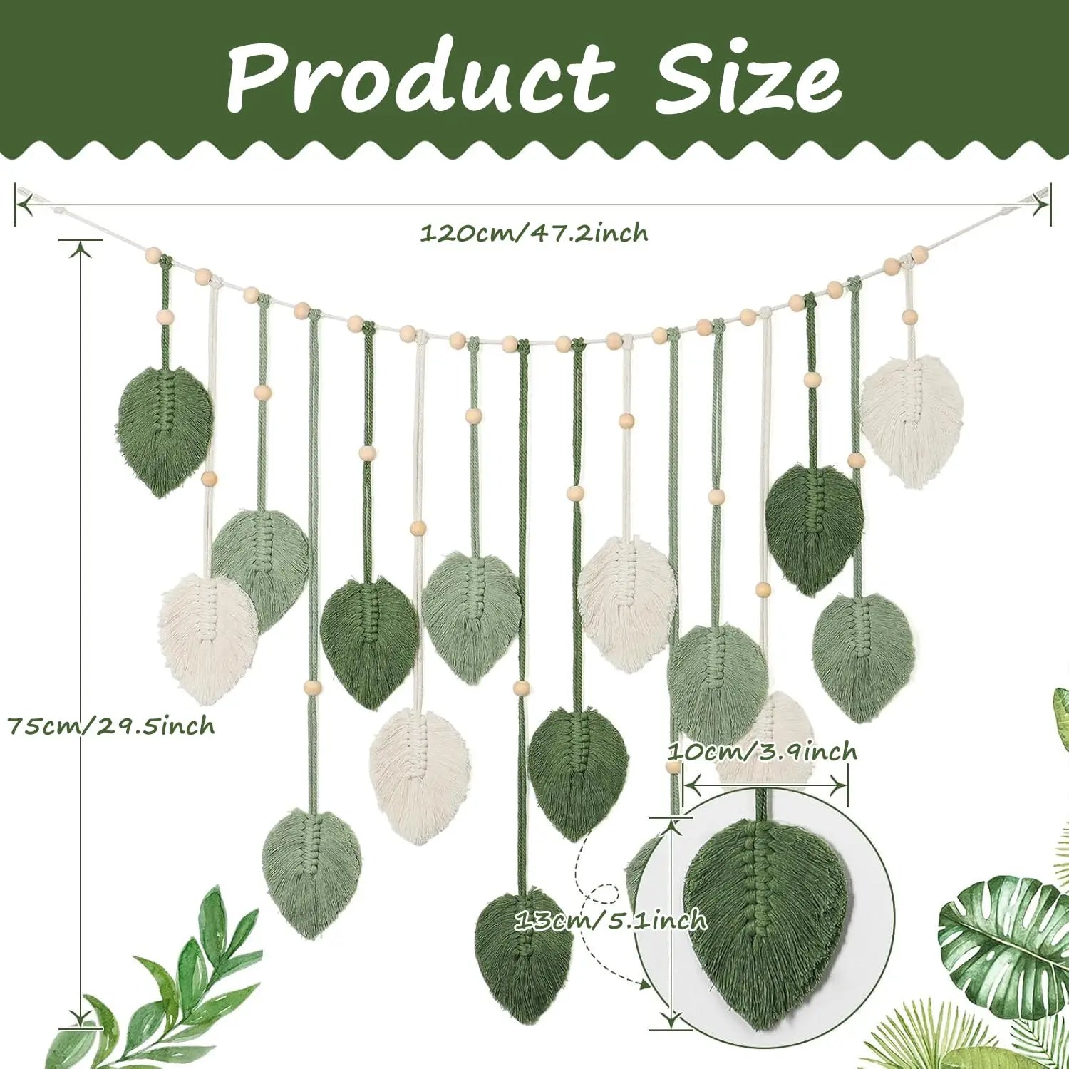 Large Leaf Macrame Wall Tapestry