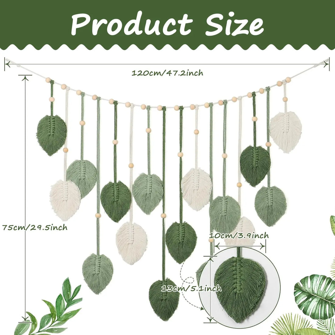 Large Leaf Macrame Wall Tapestry
