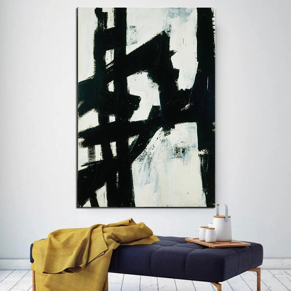 Modern Black & White Plant Canvas Poster