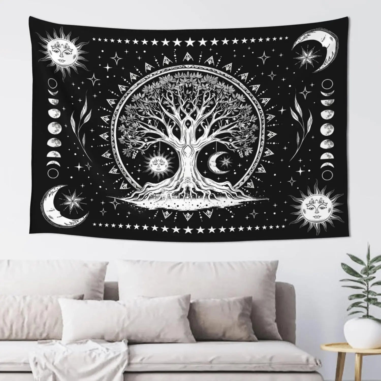 Black & Gold Mandala Wall Tapestry