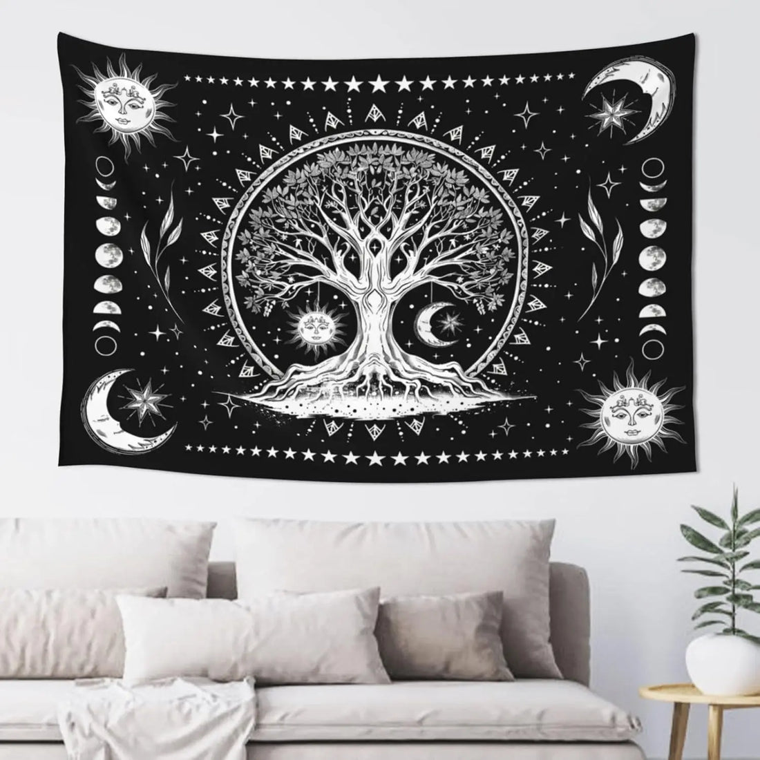 Black & Gold Mandala Wall Tapestry