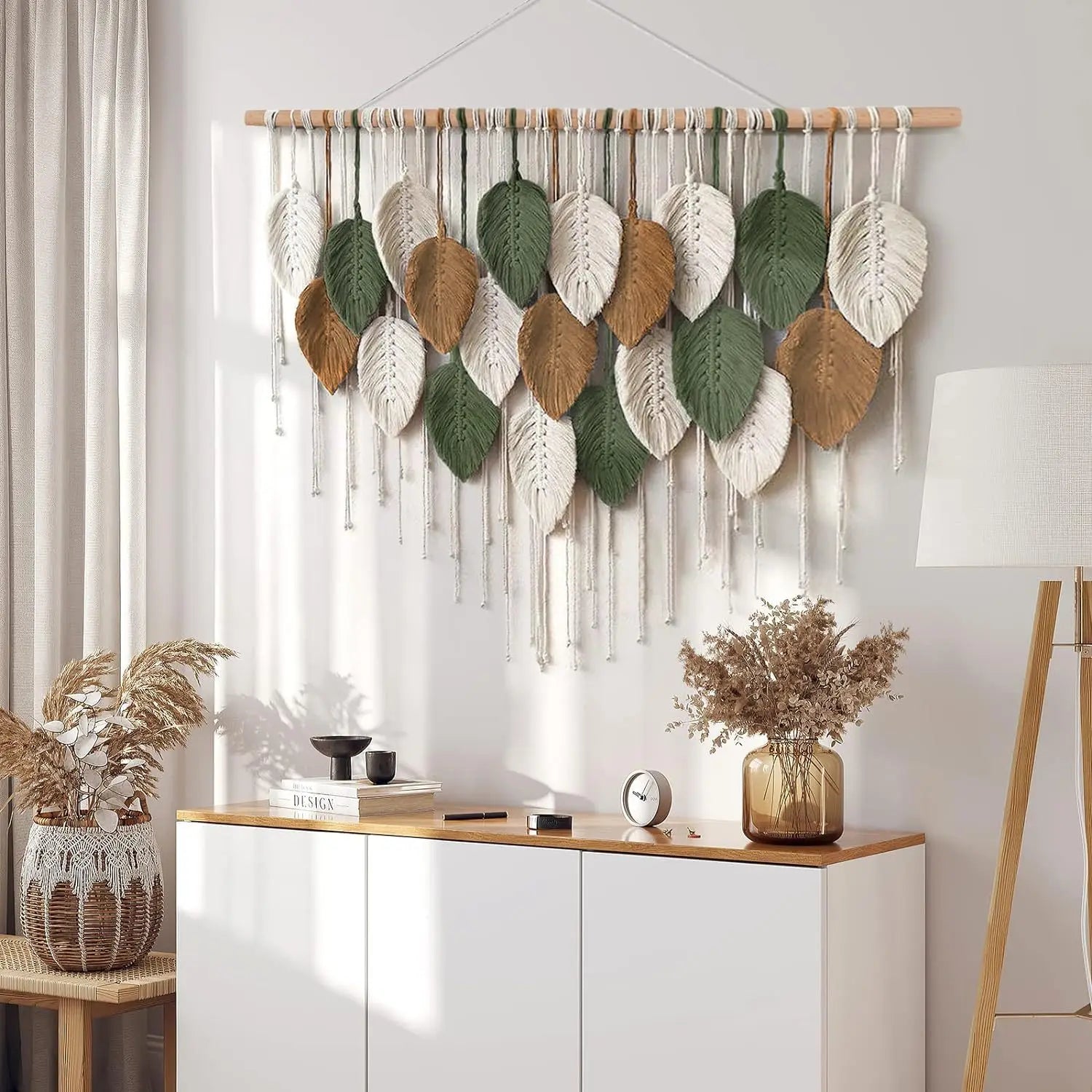 Macrame Leaf Feather Wall Hanging