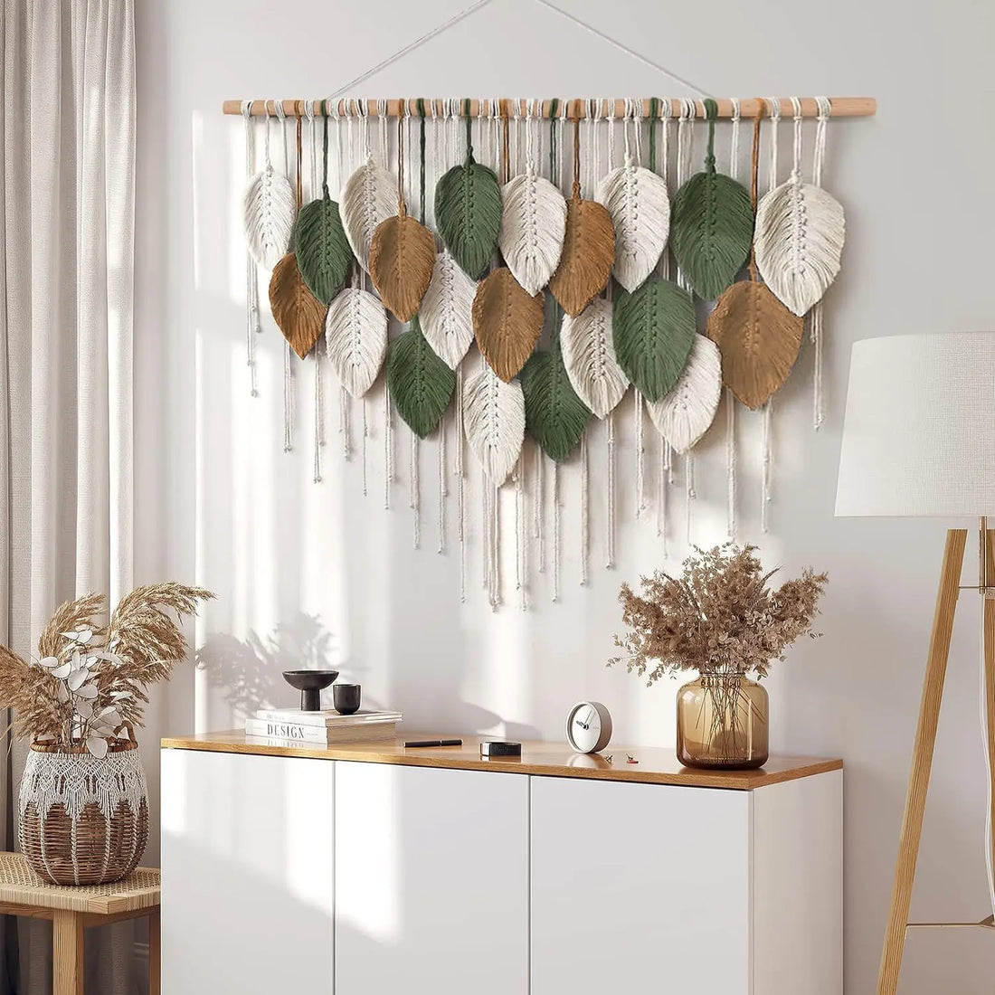 Macrame Leaf Feather Wall Hanging