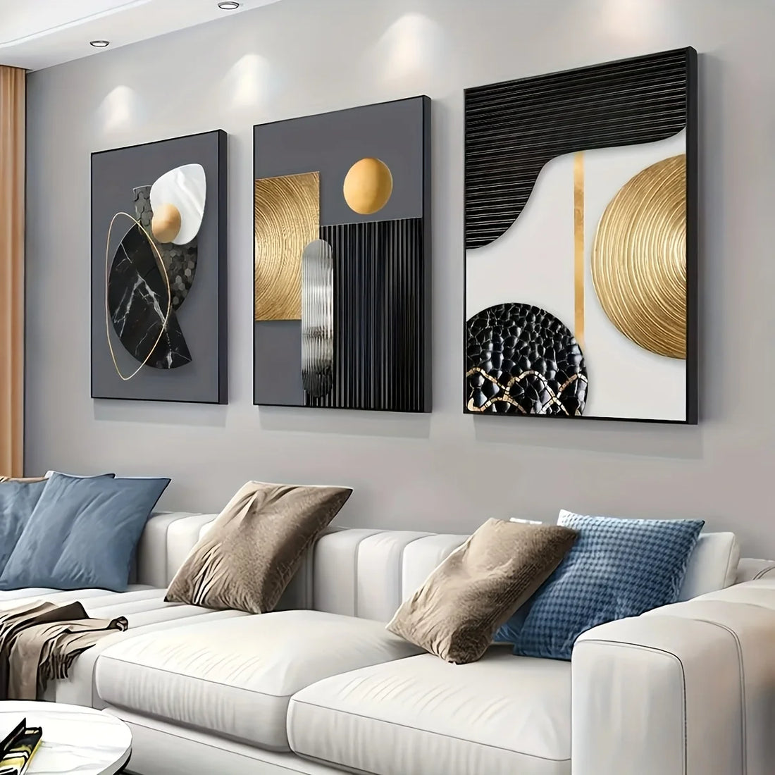 Abstract Geometric Marble Canvas Poster Set