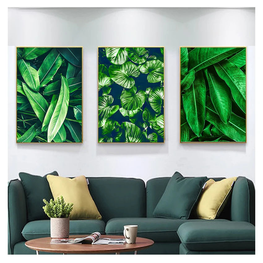 Green Monstera Palm Leaf Canvas Print