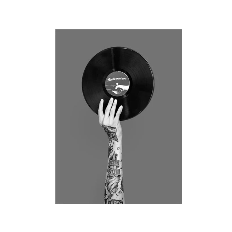 Black & White Music Records Canvas Poster
