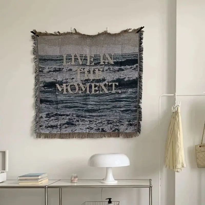 Nordic Mountain & Pool Tapestry – 90×90 cm