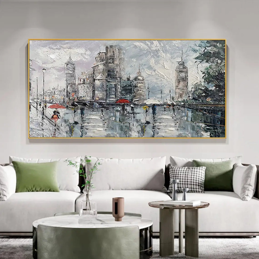 Abstract Cityscape Oil Painting Canvas