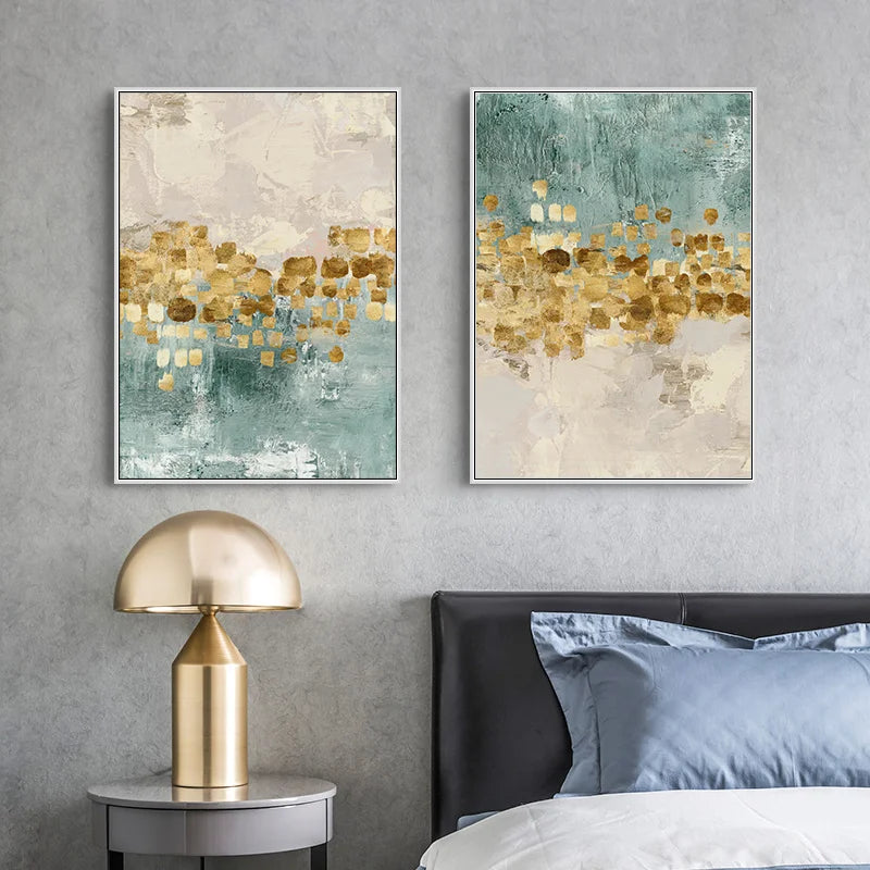 Blue & Gold Abstract Canvas Poster