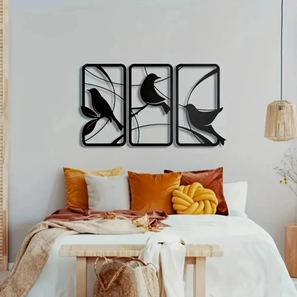 Paradise Bird Metal Wall Art – 3-Piece Set